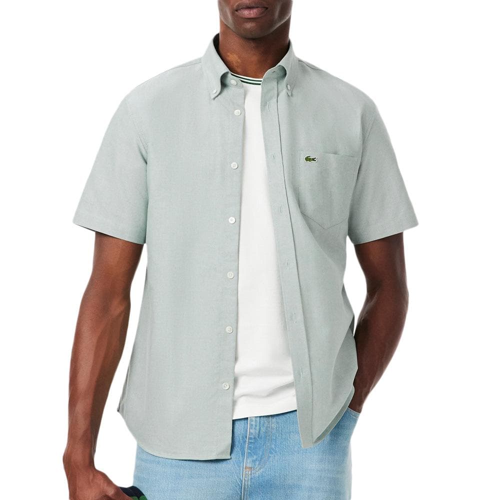 Chemise Manches Courtes Vert Homme Lacoste regular fit Oxford 1