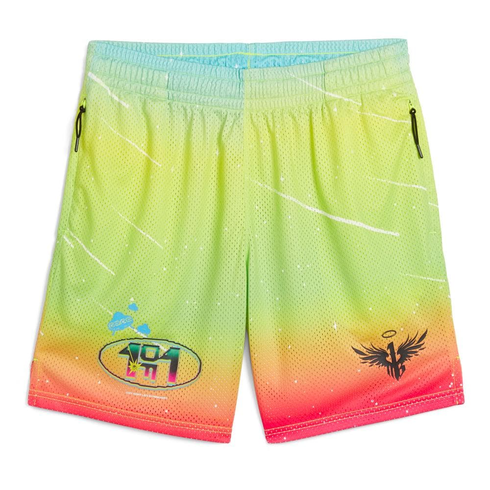 Short de Basketball Jaune/Rouge Homme Puma Melo 1