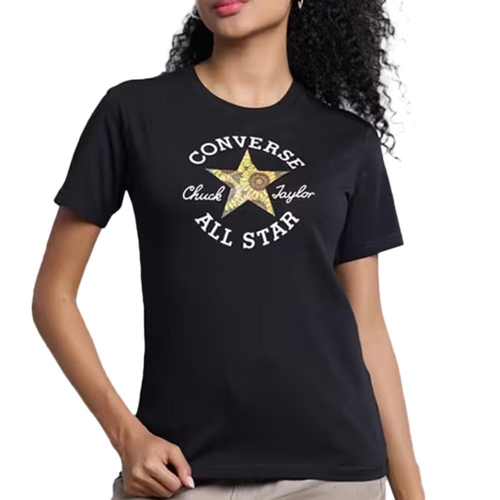 T-shirt Noir Femme Converse Florals 1