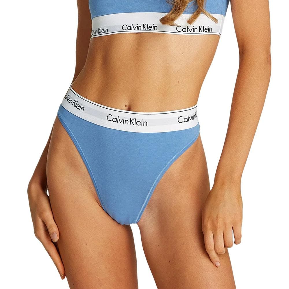 Culotte Bleues Femme Calvin Klein Jeans High Leg Tanga 1