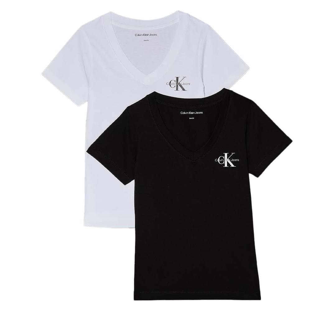 2x T-Shirt Blanc/Noir Femme Calvin Klein Jeans J20J223447 1