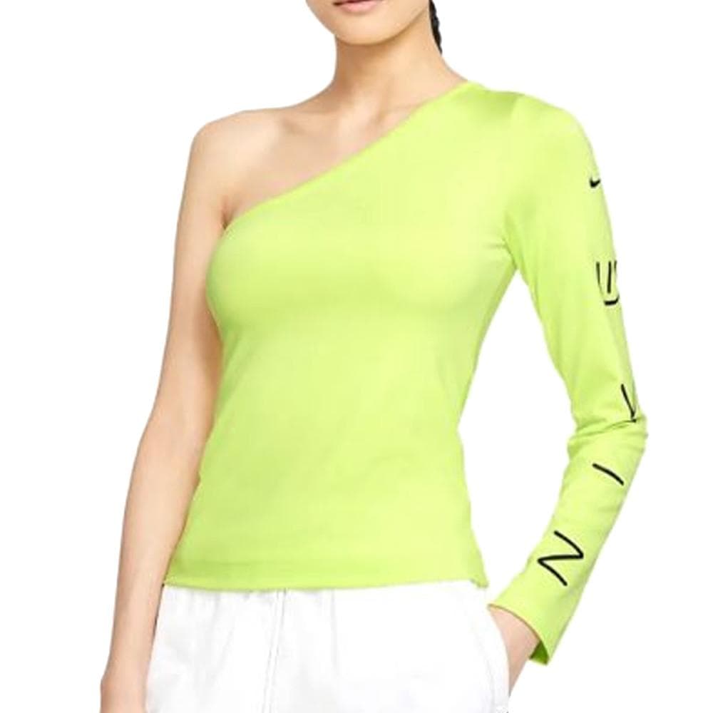 T-shirt asymétrique à manches longues Vert Fluo Femme Nike 1