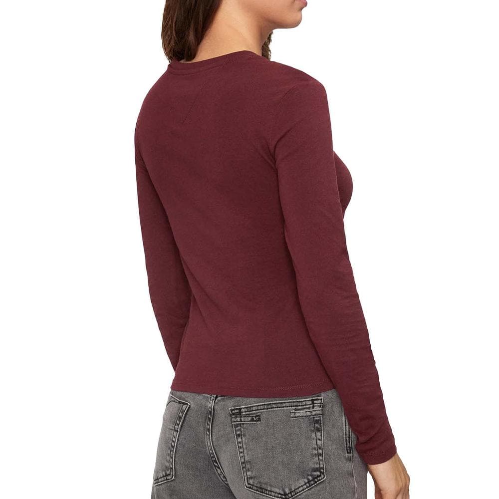 T-shirt Manches Longues Bordeaux Femme Tommy Hilfiger Slim Essential 2