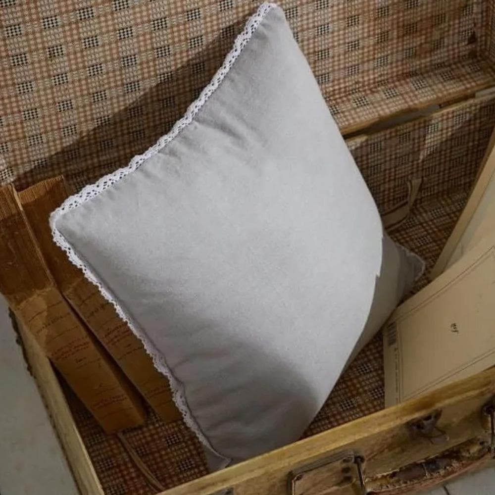 Coussin déhoussable finition dentelle coton uni TODAY CHARME 1