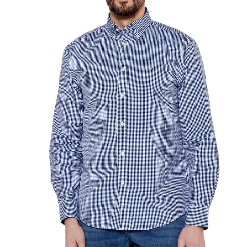 Chemise à Carreaux Bleu Homme Tommy Hilfiger Flex Poplin Gingham 1