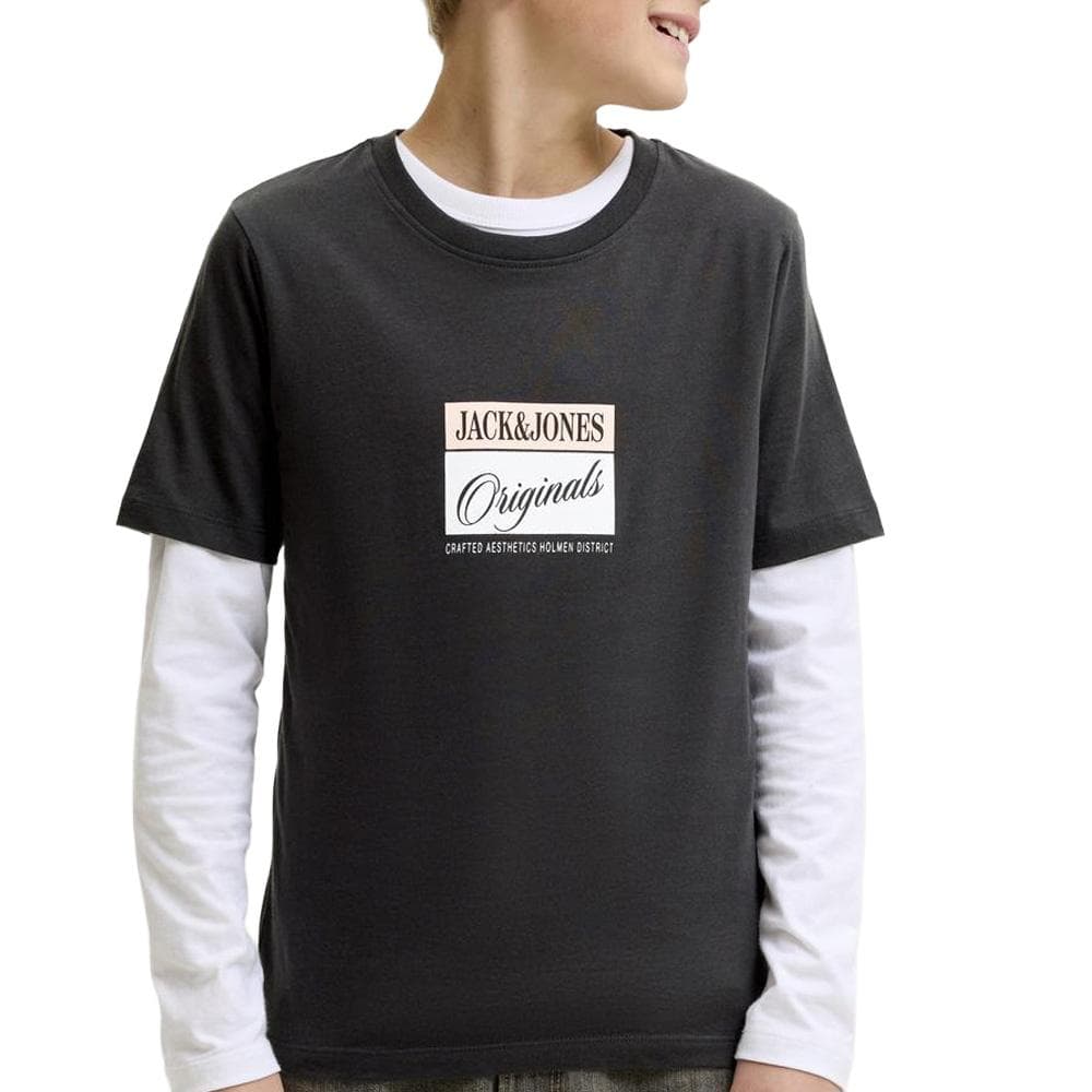 T-shirt Noir Garçon Jack & Jones Hyeres 1