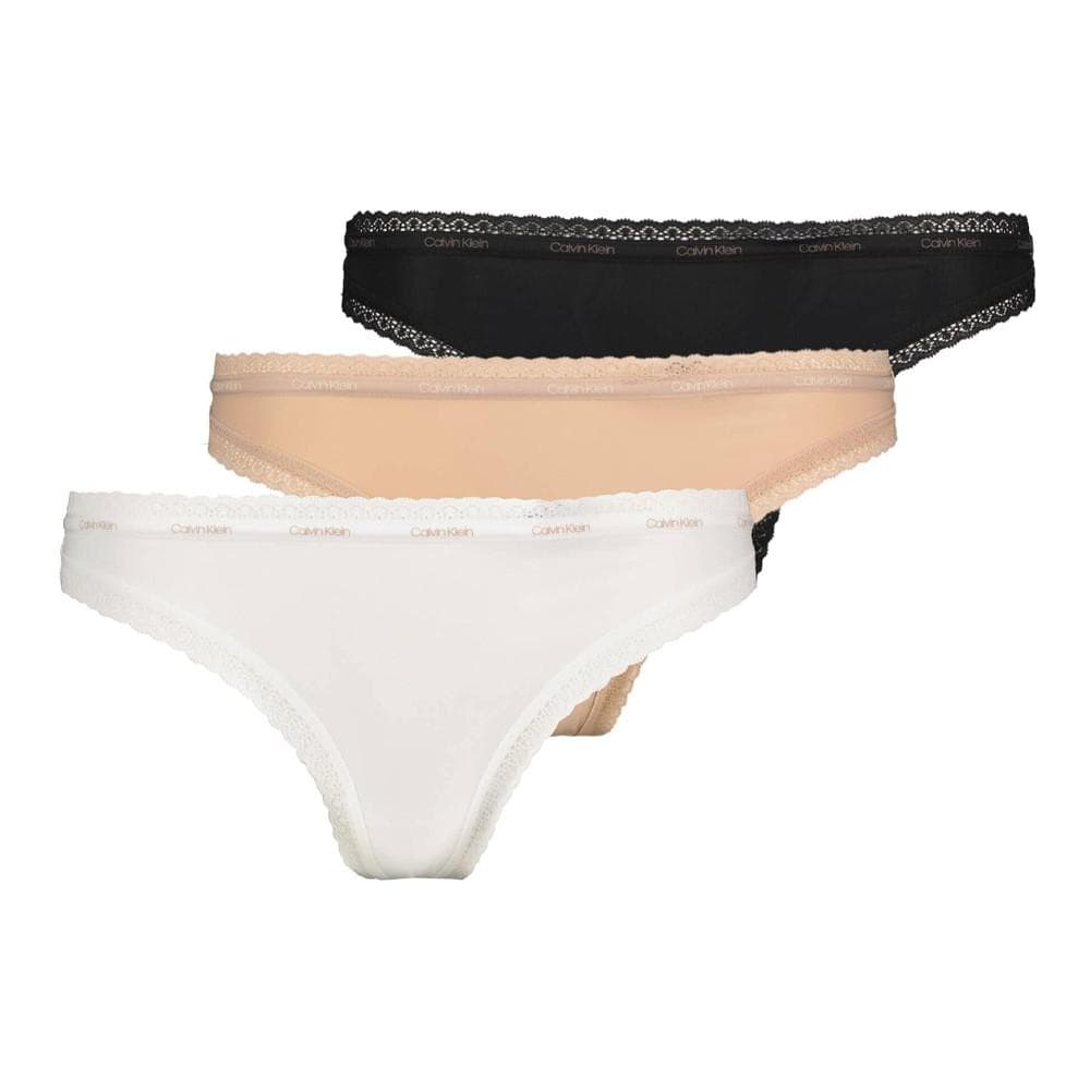 X3 Strings Blanc/Beige/Noir Femme Calvin Klein Jeans Thong 1