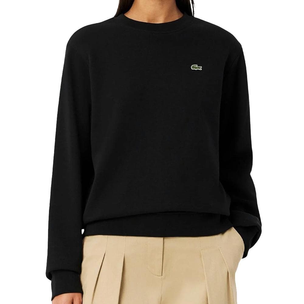 Sweat Noir Femme Lacoste Relaxed Fit Fleece Crew Neck 1