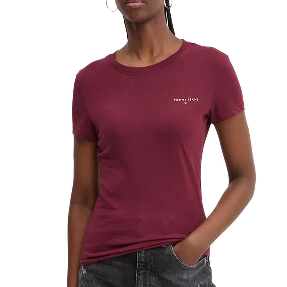 T-shirt Bordeaux Femme Tommy Hilfiger Slim Linear 1