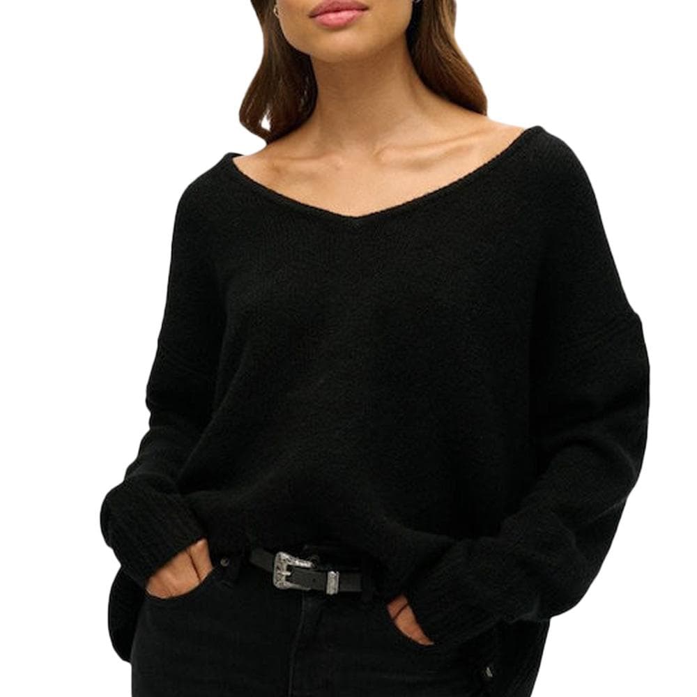 Pull Noir Femme Superdry Oversized 1
