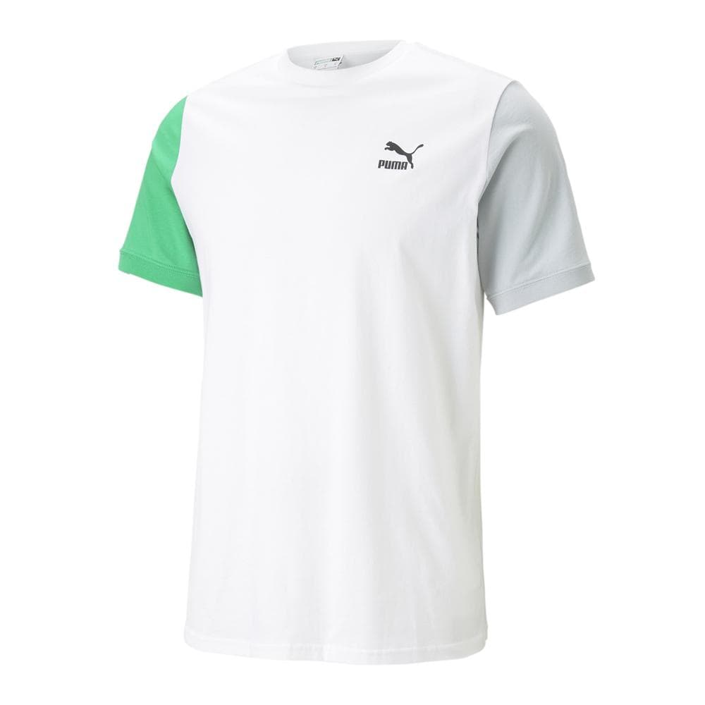 T-shirt Blanc/Vert/Gris Homme Puma Classics Block 1