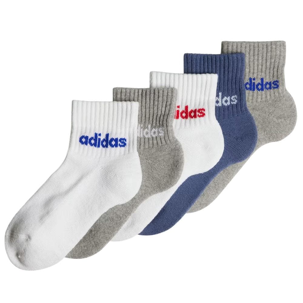 X5 Paires de Chaussettes Blanc/Gris Mixte Adidas Kids Linear 1