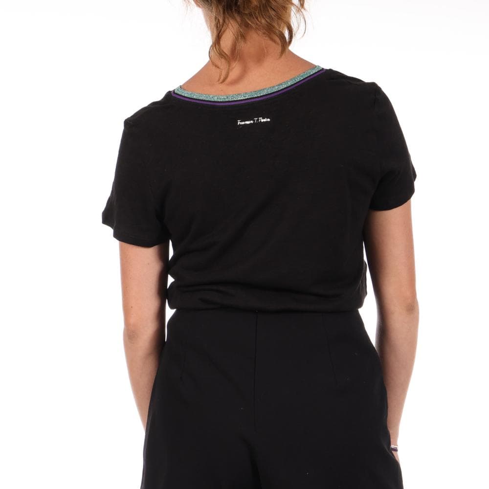 T-shirt Noir Femme FREEMAN PORTER Tonia Linen 2