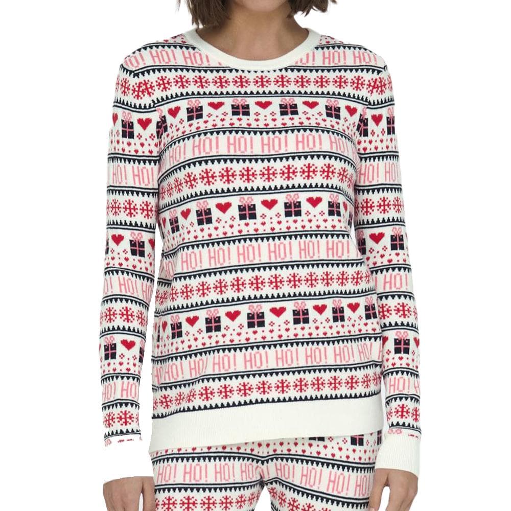 Pull de Noël Blanc/Rose Femme Only Xmas Present 1