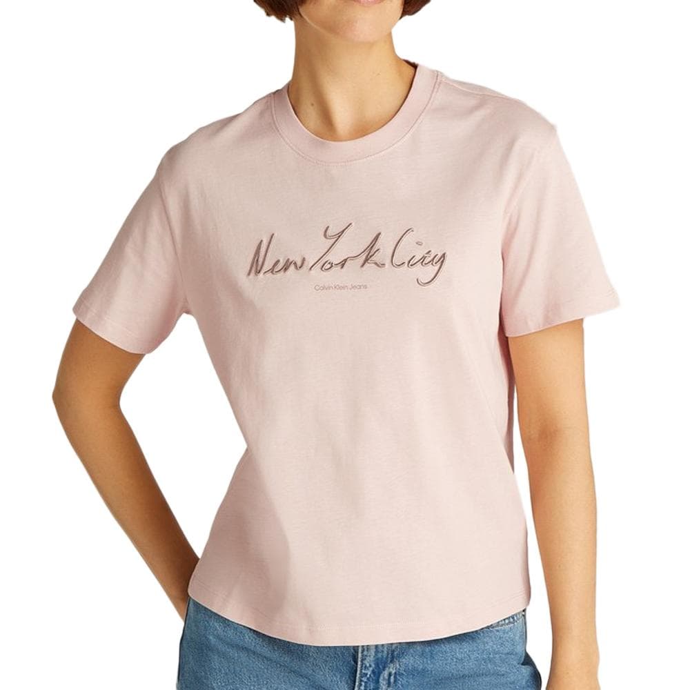 T-shirt Rose Femme Calvin Klein Jeans Embroidered09 1