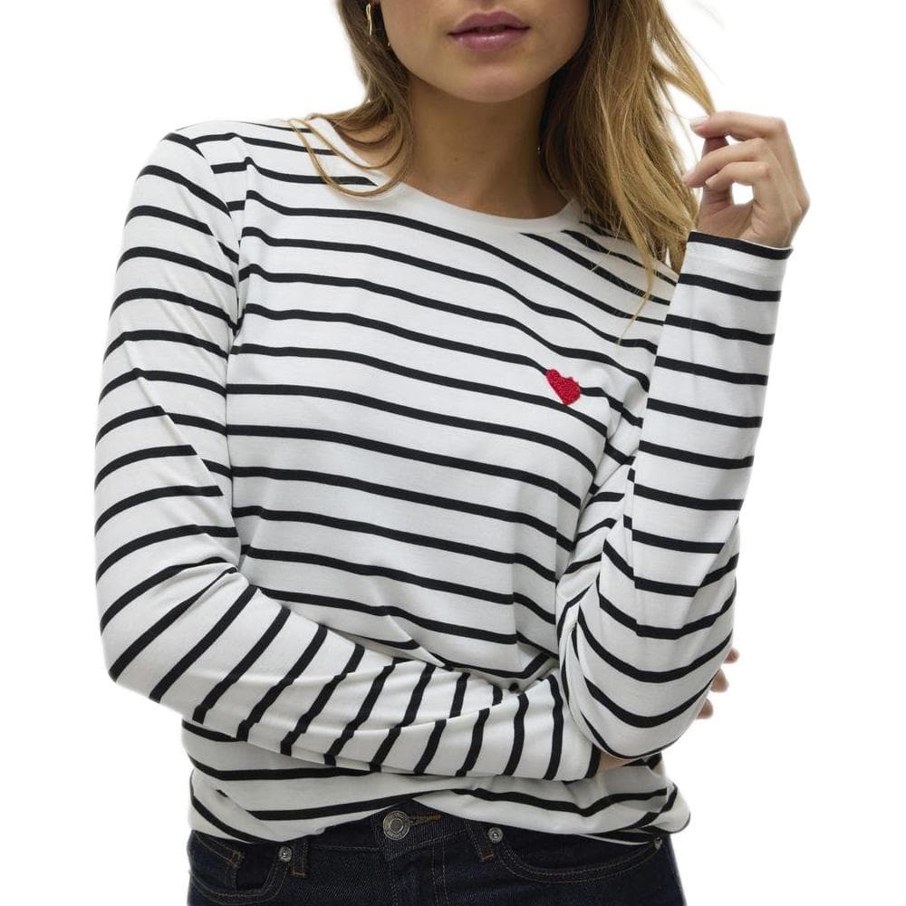 T-Shirt Blanc/Noir Femme Vero Moda Clara 1