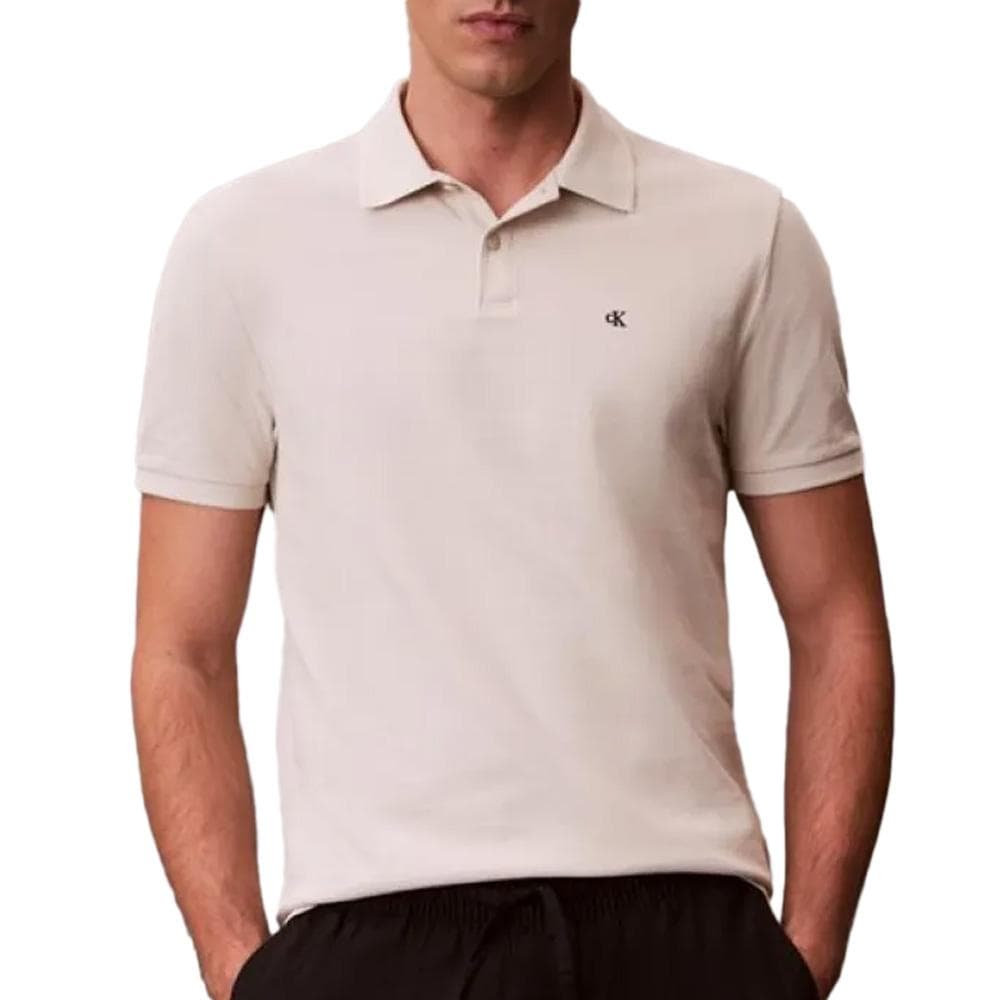 Polo Beige Homme Calvin Klein Jeans Ss Monogram Pique 1