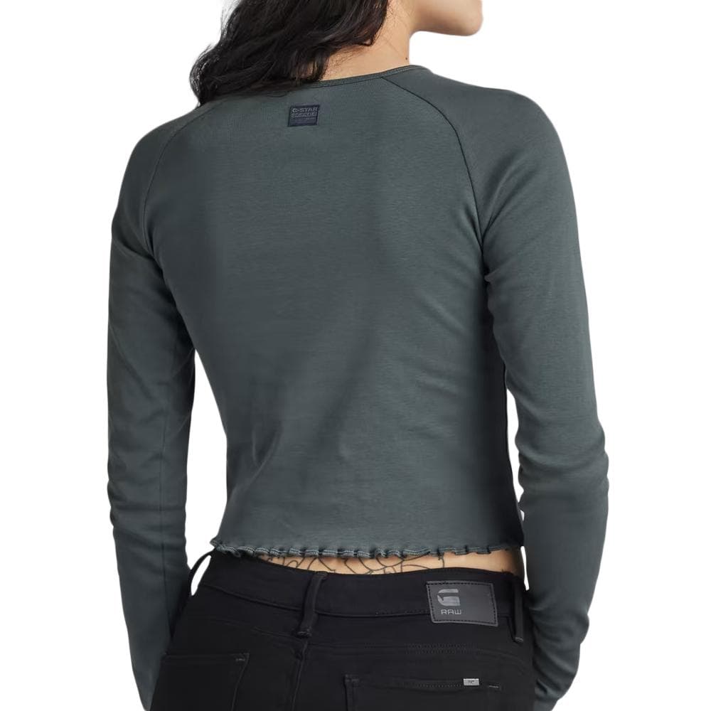 T-shirt Manches longues Vert Foncé Femme G-Star Cropped Baby Sis Raglan 2
