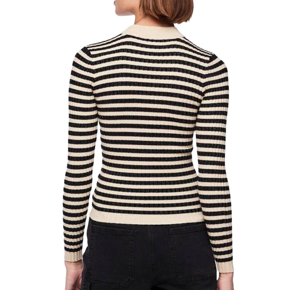 Pull Noir/Beige Brillant Femme Pieces Crista 2