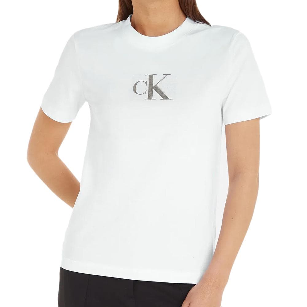 T-shirt Blanc Femme Calvin Klein Jeans Sequin 1