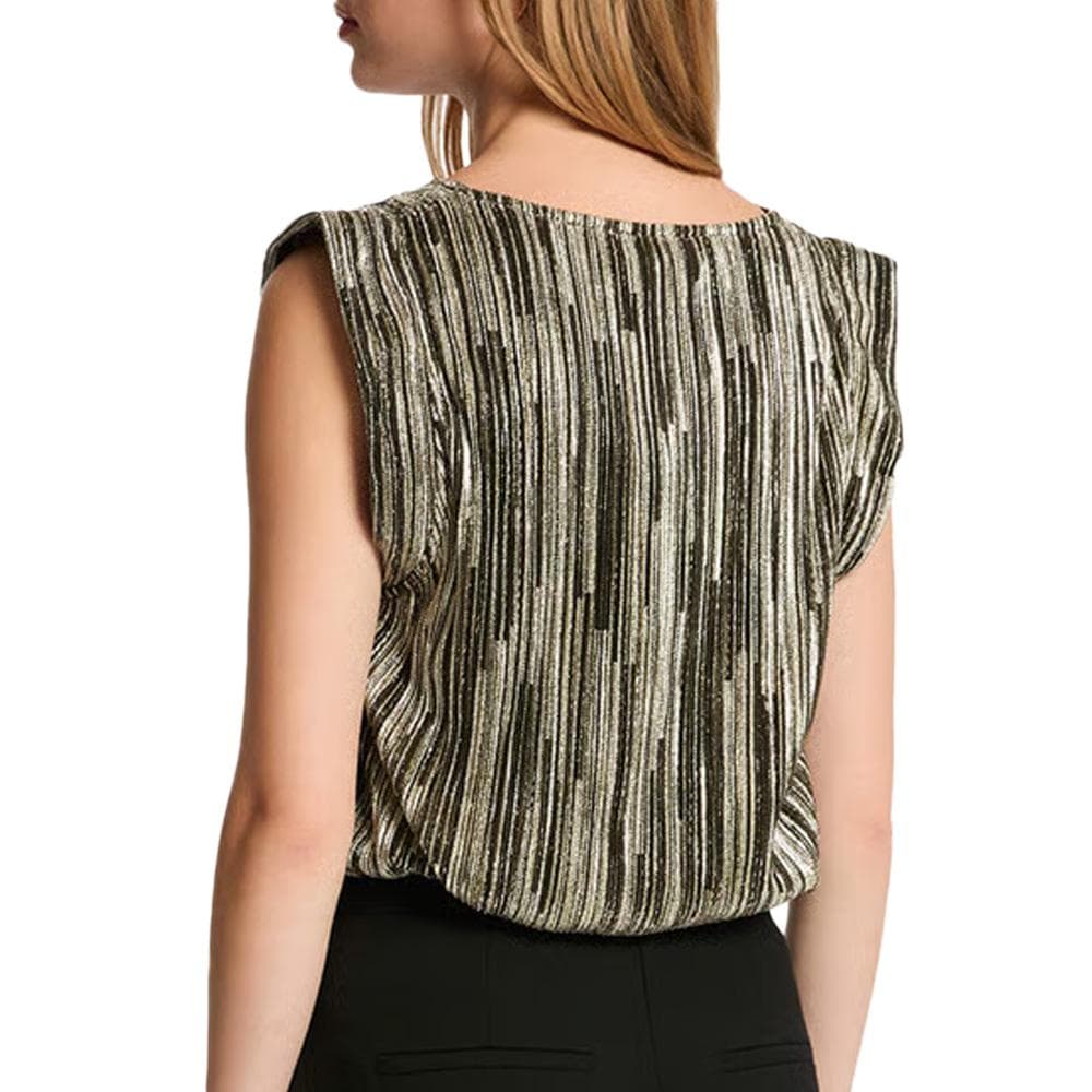 T-Shirt Noir/Doré Femme Morgan Plisse Foil 2
