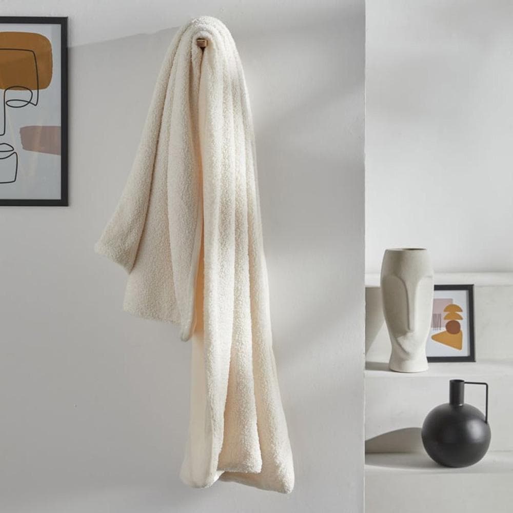 Plaid Bouclette Polaire Blanc Today Plaid 125x150 cm 2