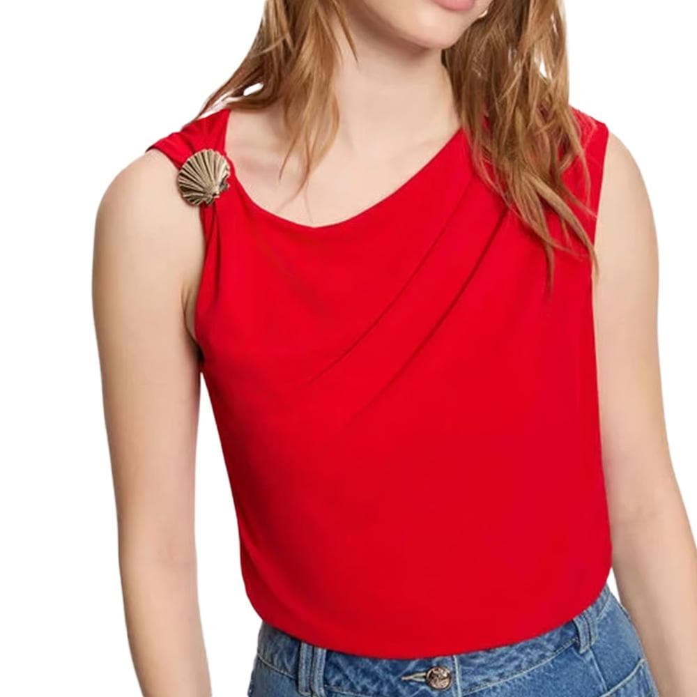 T-Shirt Rouge Femme Morgan Ornementation 1
