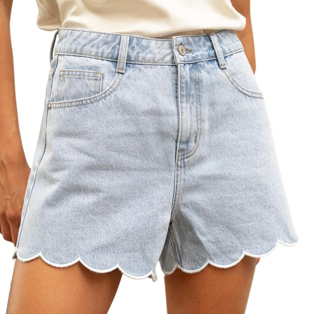 Short Bleu Femme Oraije Fleur 1
