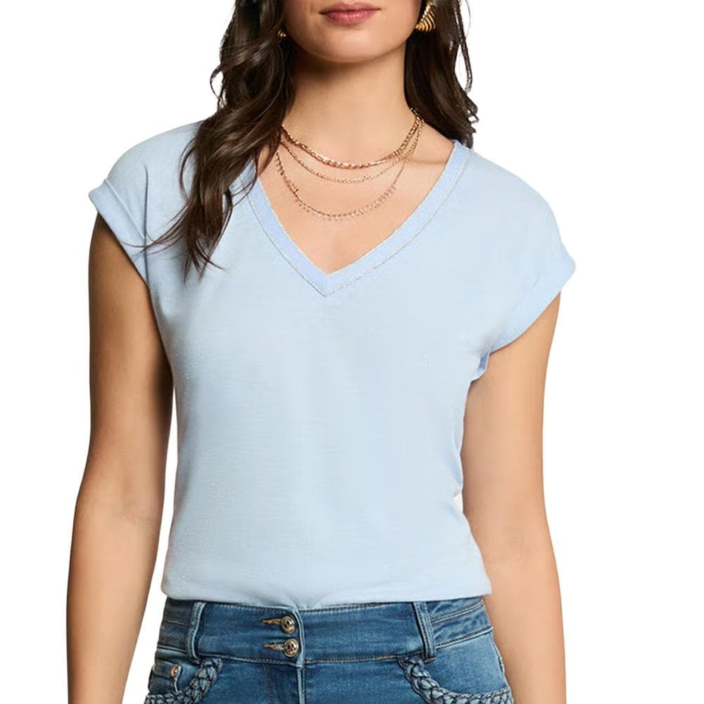 T-Shirt Bleu Clair Femme Morgan Fantaisie 1