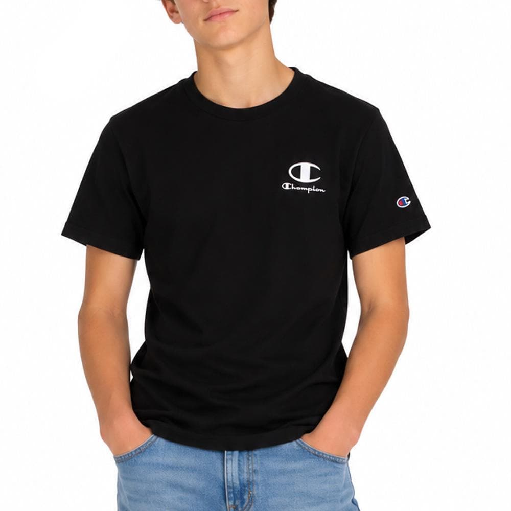 T-Shirt Noir Garçon Champion Embroidery 1
