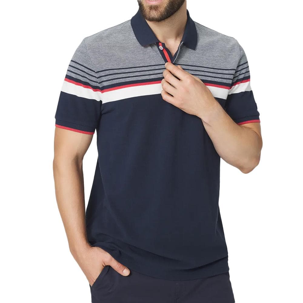 Polo Marine/Blanche/Rose Homme TBS ELTONPOL 1