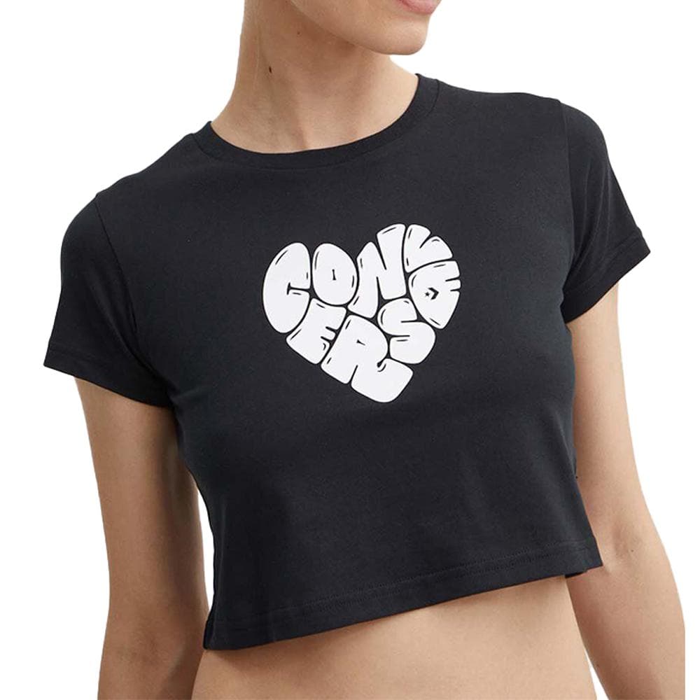 T-shirt Noir/Blanc Femme Converse Heart 1