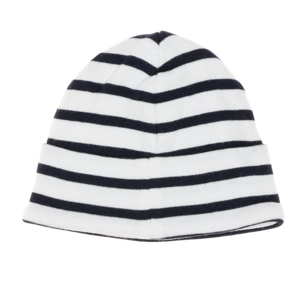 Bonnet à Rayure Blanc/Marine Garçon Bébé Elle est ou la mer Mousqua 2