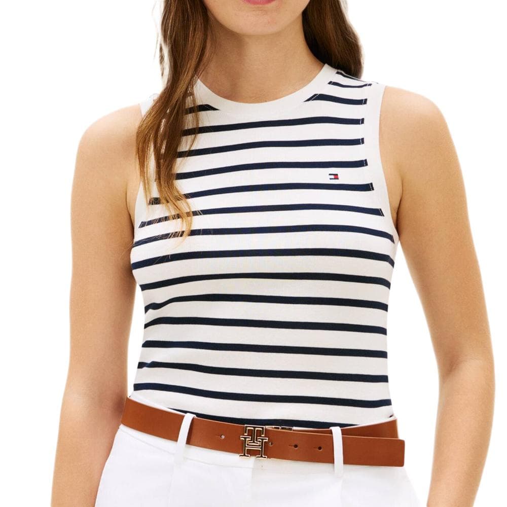 Débardeur Blanche/Marine Femme Tommy Hilfiger Slim Cody 1