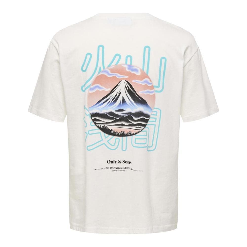 T-Shirt Blanc/Bleu Homme Only & Sons Mountain 2