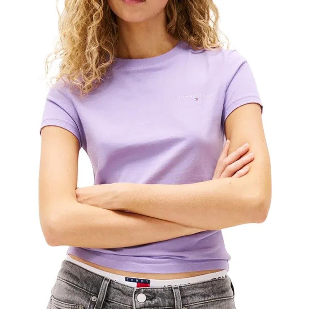 T-shirt Mauve Femme Tommy Hilfiger Slim Linear 1