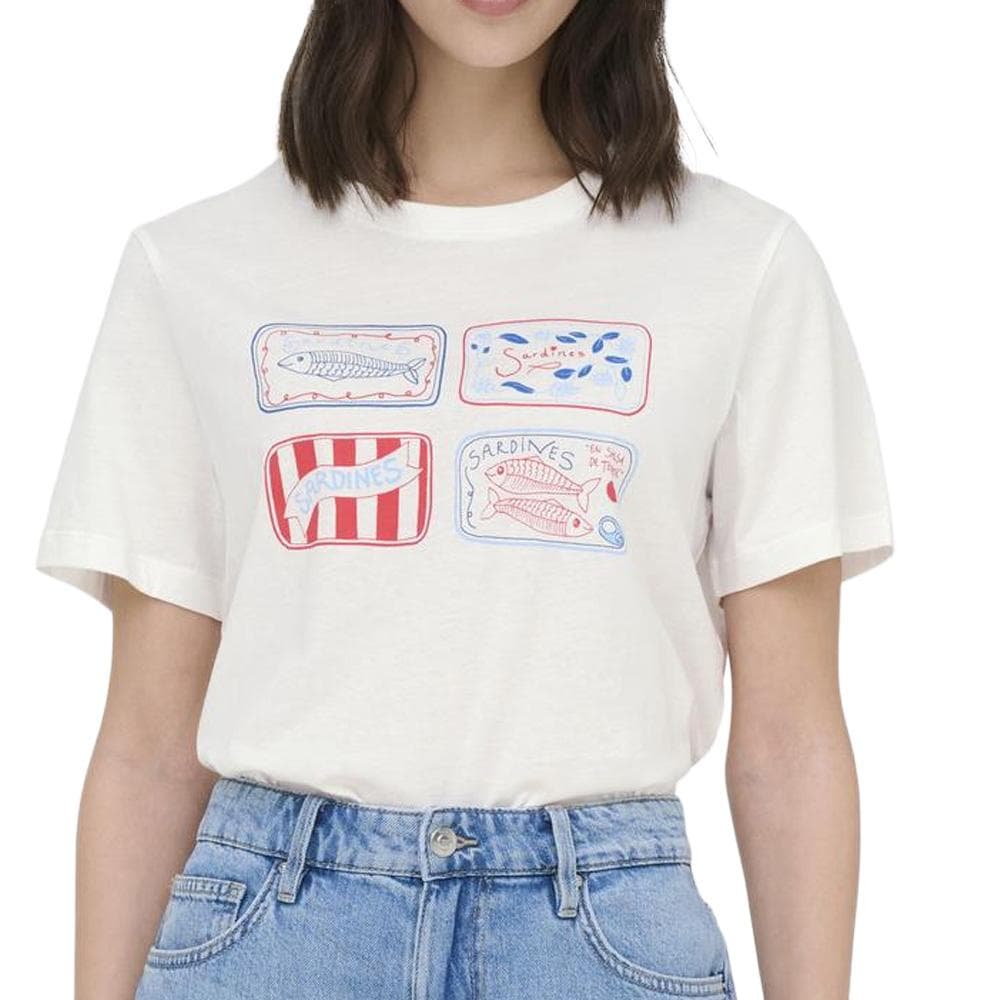 T-Shirt Blanc/Rouge/Bleu Femme JDY CDS 1