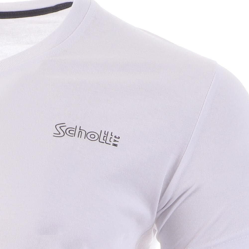 T-SHIRT BLANC HOMME SCHOTT V NECK JEFF 3