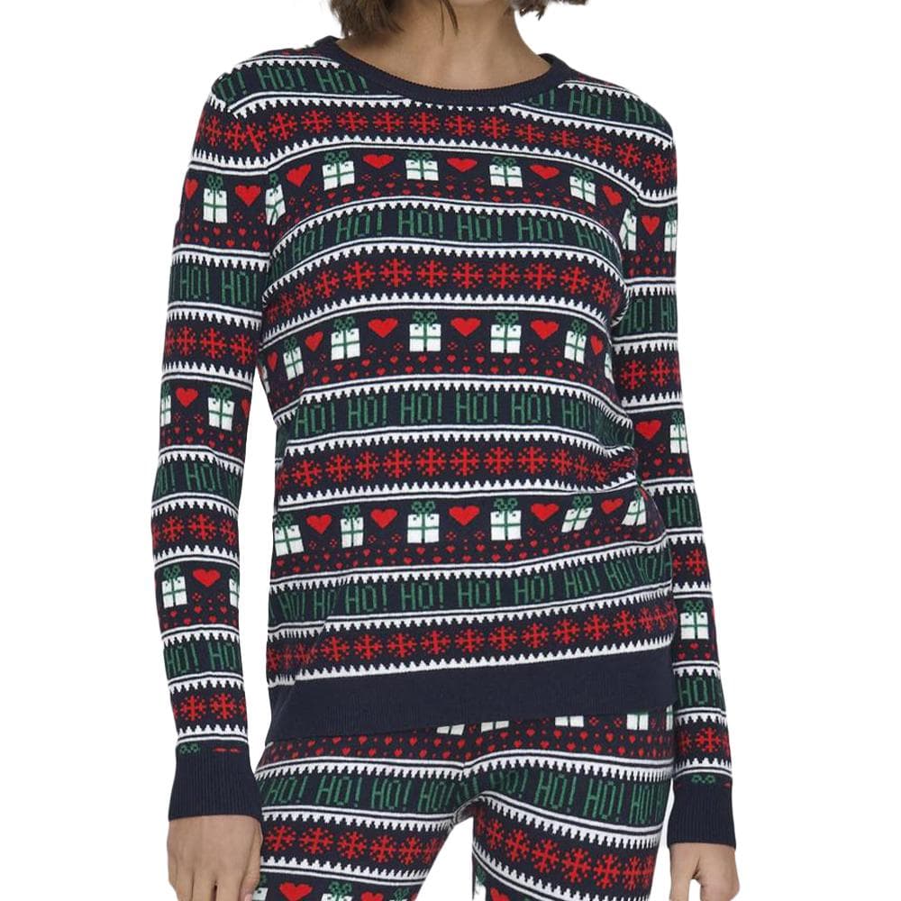 Pull de Noël Marine/Rouge Femme Only Xmas 1