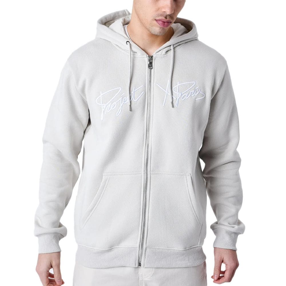 Sweat Zippé Beige Homme Project X Paris Broderie Origin 1