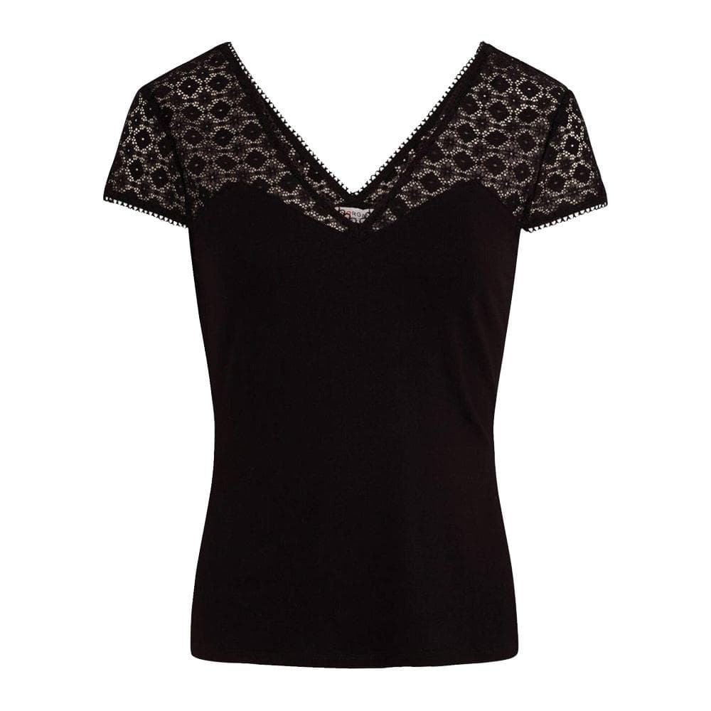 T-shirt Noir Dentelle Femme Morgan DFLO 1