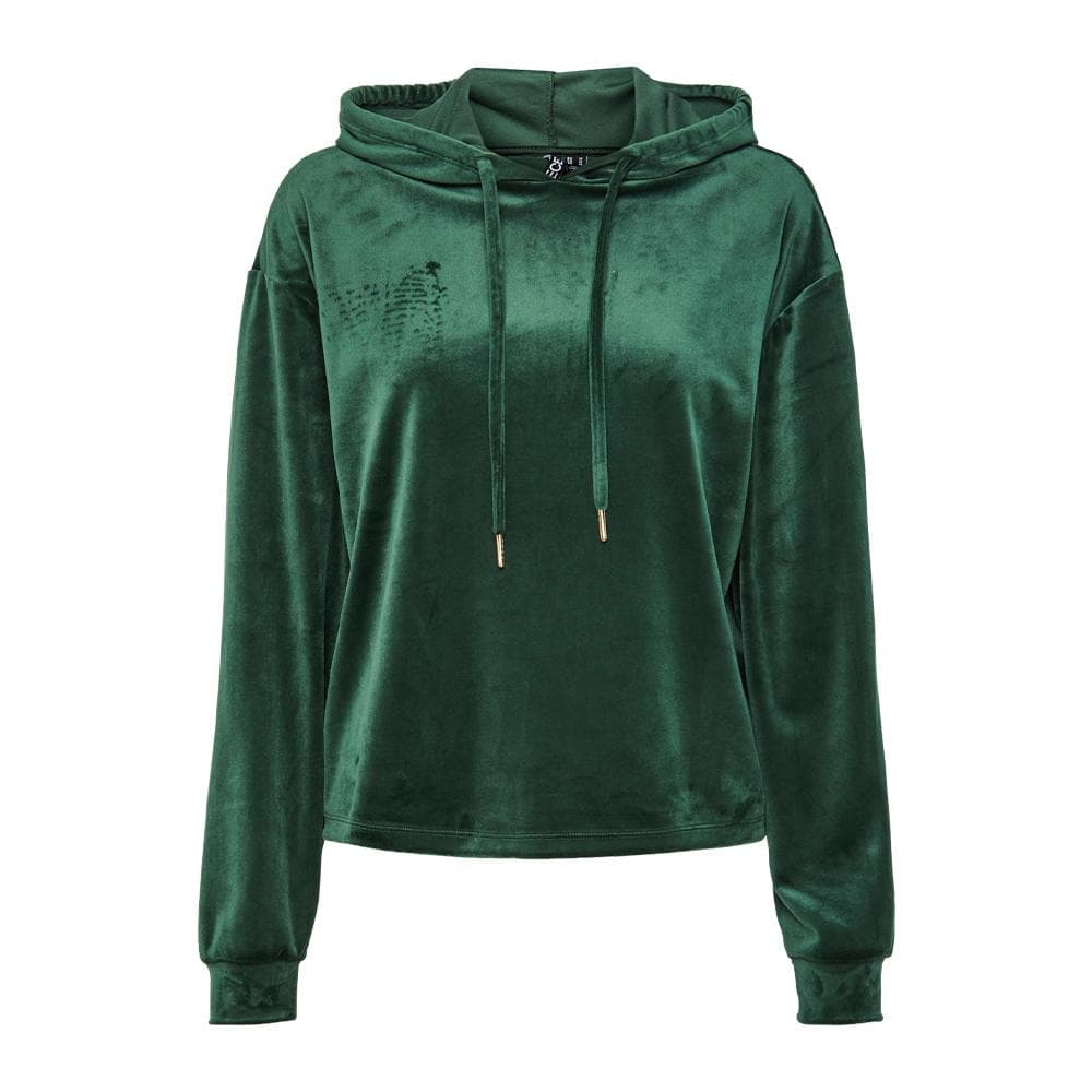 Sweat à Capuche Velours Vert Femme Pieces Pcilli 1