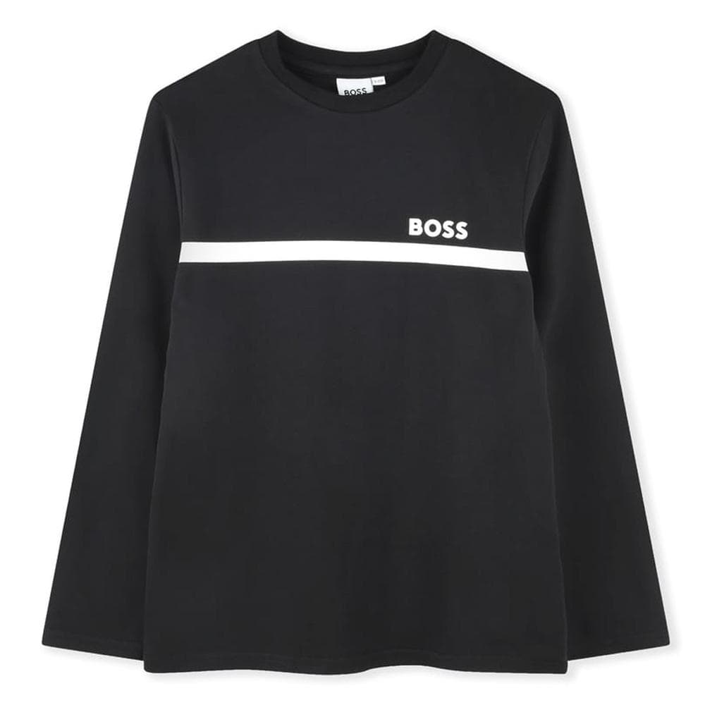 T-Shirt Noir Garçon Hugo Boss J52727 1
