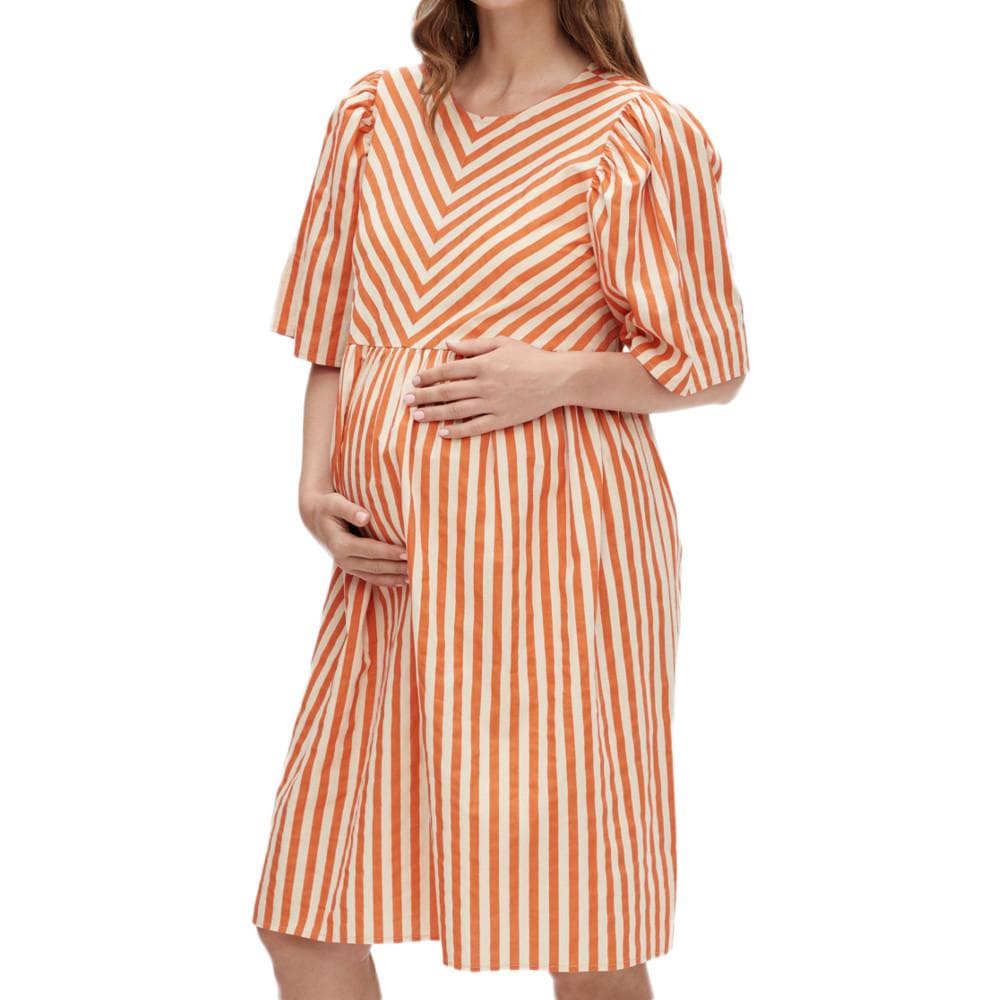 Robe Beige/Orange Femme Mamalicious Felicity 1