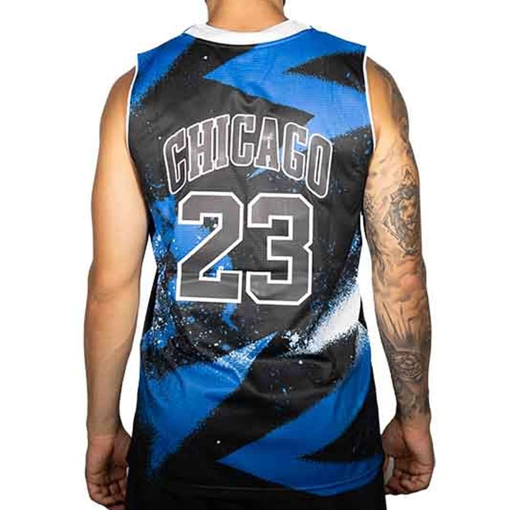 Chicago Maillot de basket Noir/Bleu Homme Sport Zone 2