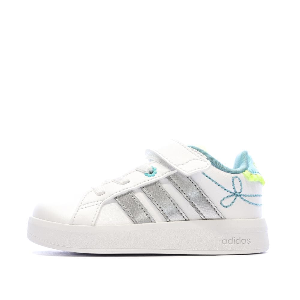 Baskets Blanc/Argent Enfant Adidas Grand Court 1