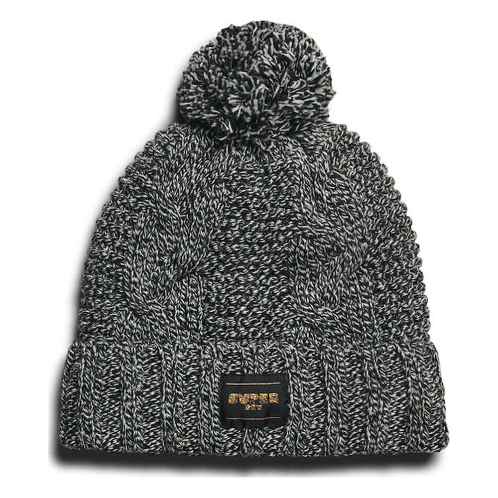 Bonnet Noir Chiné Femme Superdry Cable Knit Beanie 1