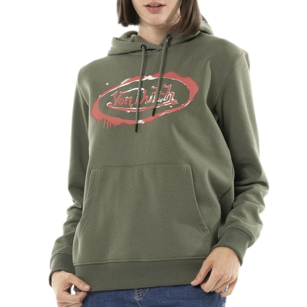 Sweat à Capuche Kaki Femme Von Dutch Uni Print 1