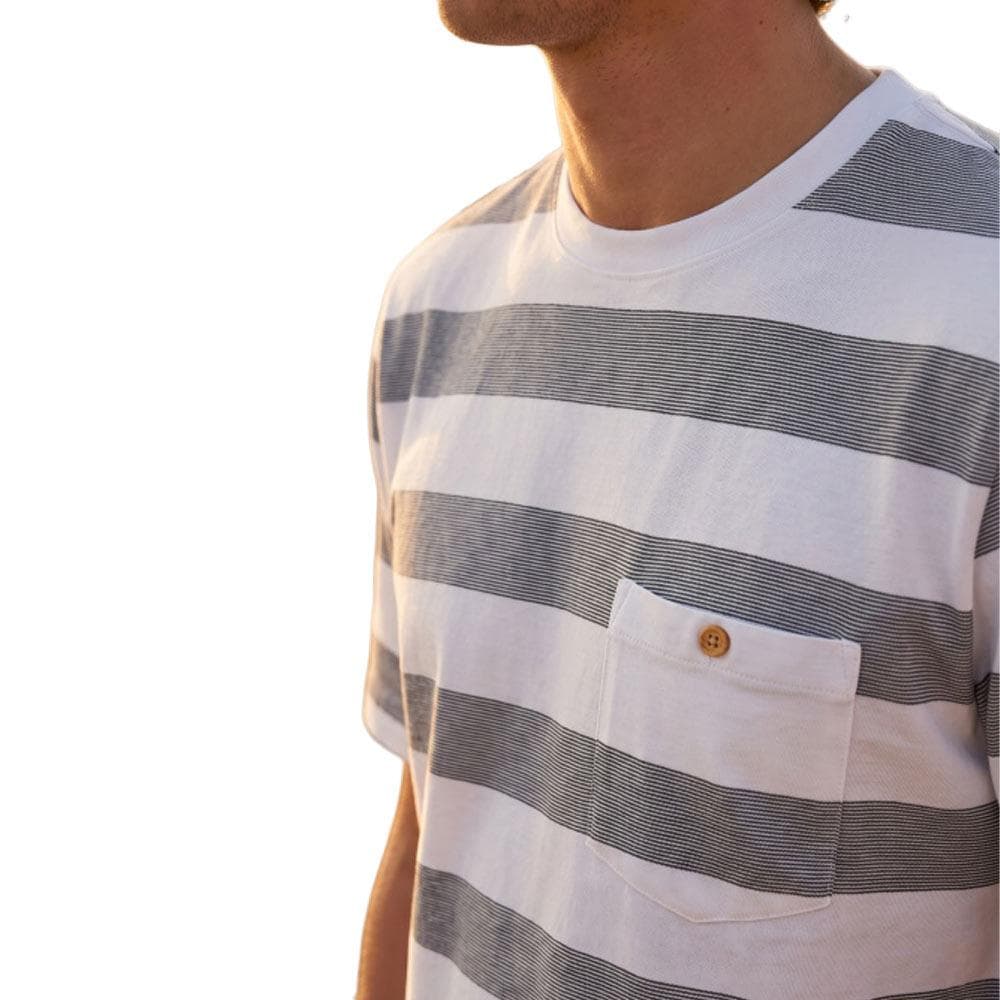 T-Shirt Blanc/Marine Homme RMS26 Rayures 2
