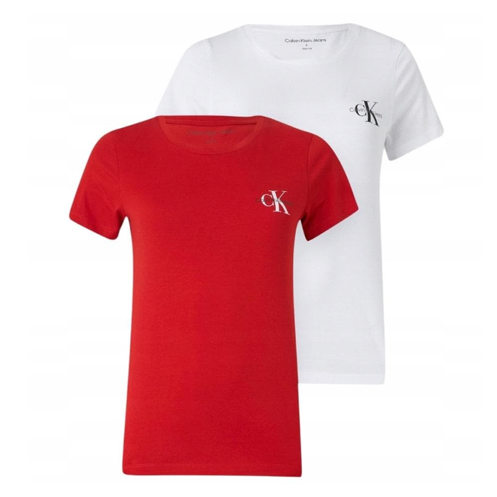 Lot de 2 T-shirts Blanc/Rouge Femme Calvin Klein Jeans Monologo 1